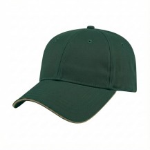 USA-made 6L Hunter Green-Khaki Domestic Twill baseball cap, 3q view, manufactured in Newark NJ