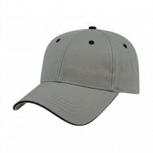 USA-made 6L Light Gray-Black Domestic Twill baseball cap, 3q view, manufactured in Newark NJ