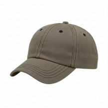 USA-made 6U Khaki-Navy Domestic Twill baseball cap, 3q view, manufactured in Newark NJ