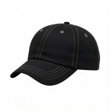USA-made 6U Black-Light Gray Domestic Twill baseball cap, 3q view, manufactured in Newark NJ