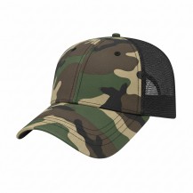 Olive-Black Solid Lowstyle Camo/Mesh Snapback Baseball Cap