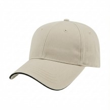 USA-made 6L Putty-Black Organic Twill baseball cap, 3q view, manufactured in Newark NJ