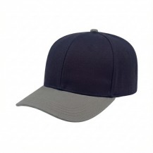 USA-made 6S Navy-Light Gray Organic Twill baseball cap, 3q view, manufactured in Newark NJ