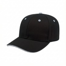 USA-made 6S Black-White Organic Twill baseball cap, 3q view, manufactured in Newark NJ