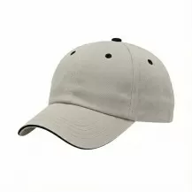 USA-made 6U Putty-Black Organic Twill baseball cap, 3q view, manufactured in Newark NJ