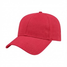 USA-made 6L Red Ripstop baseball cap, 3q view, manufactured in Newark NJ