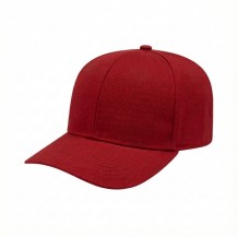 USA-made 6S Red Ripstop baseball cap, 3q view, manufactured in Newark NJ