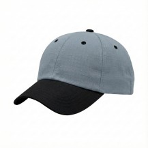 USA-made 6U Light Gray-Black Ripstop baseball cap, 3q view, manufactured in Newark NJ
