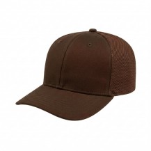 USA-made 6S Brown Chino baseball cap, 3q view, manufactured in Newark NJ