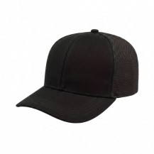 USA-made 6S Black Chino baseball cap, 3q view, manufactured in Newark NJ