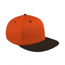 Orange-Black 2 Toned Flat Brim Chino Buckle Baseball Cap