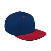 Navy-Red Brushed Leather Flat Brim