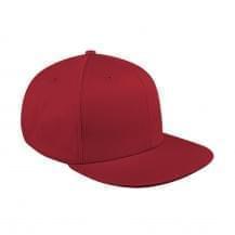 Red Canvas Leather Flat Brim