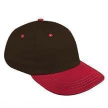 Black-Red Twill Leather Dad Cap