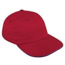 Red-Navy Brushed Leather Dad Cap