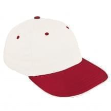 White-Red Twill Leather Dad Cap