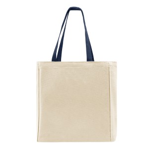 USA Made Natural/Navy Deluxe Long Handle Zip Top Natural Gusset