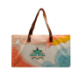 Leather Handle Zipper Pocket Full Bleed Canvas Tote