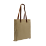 Leather Handle Zip Top Natural Canvas Gusset