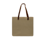 Leather Handle Zipper Pocket Natural Canvas Tote Leather Handle Zipper Pocket Natural Canvas Tote