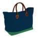 USA Made Canvas Leather Handle Totes, Navy-Kelly Green, 10899-HC9