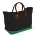 USA Made Canvas Leather Handle Totes, Black-Kelly Green, 10899-HH9