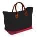 USA Made Canvas Leather Handle Totes, Black-Red, 10899-LH9