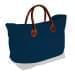 USA Made Canvas Leather Handle Totes, Navy-White, 10899-PC9