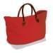 USA Made Canvas Leather Handle Totes, Red-White, 10899-PE9