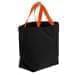 USA Made Canvas Grocery Tote Bags, Black-Orange, 2BAD31UAH0