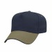 USA-made 5L Navy-Khaki Chino baseball cap, 3q view, manufactured in Newark NJ