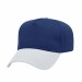 USA-made 5L Royal Blue-White Chino baseball cap, 3q view, manufactured in Newark NJ