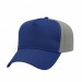 USA-made 5L Royal Blue-Light Gray Chino baseball cap, 3q view, manufactured in Newark NJ