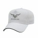 USA-made 5L White-Black Chino baseball cap, decorated view, manufactured in Newark NJ