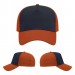 USA-made 5L Navy-Orange Chino baseball cap, virtual view, manufactured in Newark NJ
