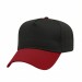 USA-made 5L Black-Red Chino baseball cap, 3q view, manufactured in Newark NJ