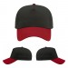 USA-made 5L Black-Red Chino baseball cap, virtual view, manufactured in Newark NJ