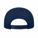 USA-made 5L Navy-Red Chino baseball cap, back view, manufactured in Newark NJ
