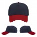 USA-made 5L Navy-Red Chino baseball cap, virtual view, manufactured in Newark NJ
