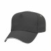 USA-made 5L Dark Gray-White Chino baseball cap, 3q view, manufactured in Newark NJ