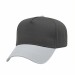 USA-made 5L Dark Gray-White Chino baseball cap, 3q view, manufactured in Newark NJ