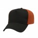 USA-made 5L Black-Orange Chino baseball cap, 3q view, manufactured in Newark NJ
