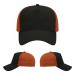 USA-made 5L Black-Orange Chino baseball cap, virtual view, manufactured in Newark NJ