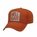 USA-made 5L Orange-Black Chino baseball cap, decorated view, manufactured in Newark NJ