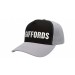 USA-made 5S Black-White Chino baseball cap, decorated view, manufactured in Newark NJ