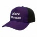 USA-made 5S Purple-Black Chino baseball cap, decorated view, manufactured in Newark NJ