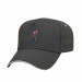 USA-made 5L Dark Gray-White Brushed Denim baseball cap, decorated view, manufactured in Newark NJ