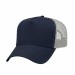 USA-made 5L Navy-White Chino baseball cap, 3q view, manufactured in Newark NJ