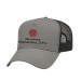USA-made 5L Light Gray-Black Chino baseball cap, decorated view, manufactured in Newark NJ