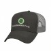 USA-made 5L Dark Gray-Light Gray Chino baseball cap, decorated view, manufactured in Newark NJ